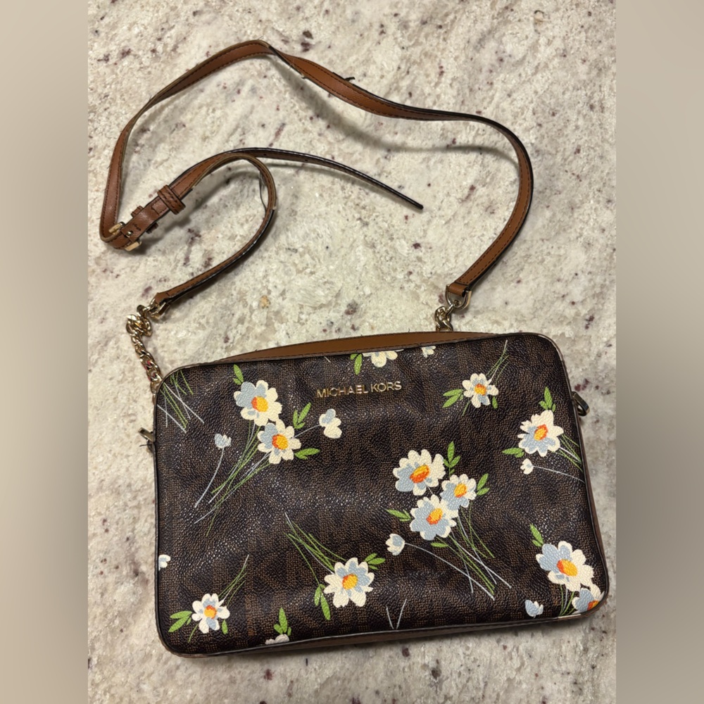 Michael Kors Brown Floral Crossbody Bag - Picture 2 of 7